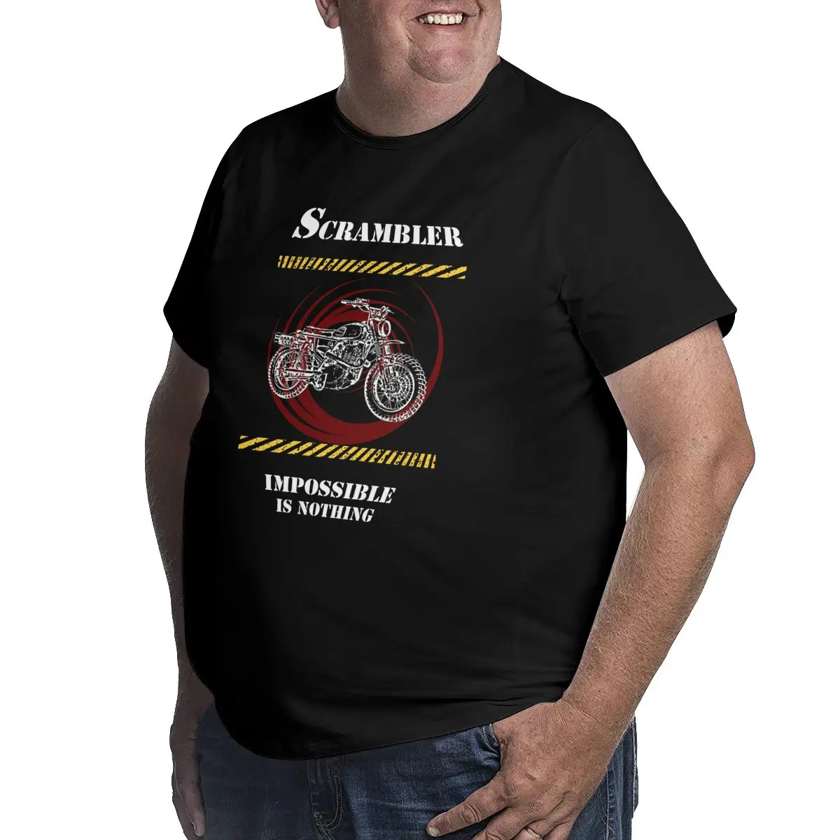 Scrambler Impossible Is Nothing Men's vintage T Shirts Round Neck Big Tall 100% Cotton printed Oversized 4XL 5XL 6XL printed