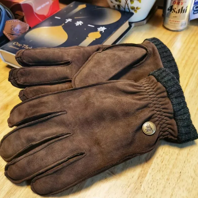 vintage-style-motorcycle-gloves-top-layer-cowhide-leather-biking-sports-warm-faded-matte-finish-unisex-medium-thickness