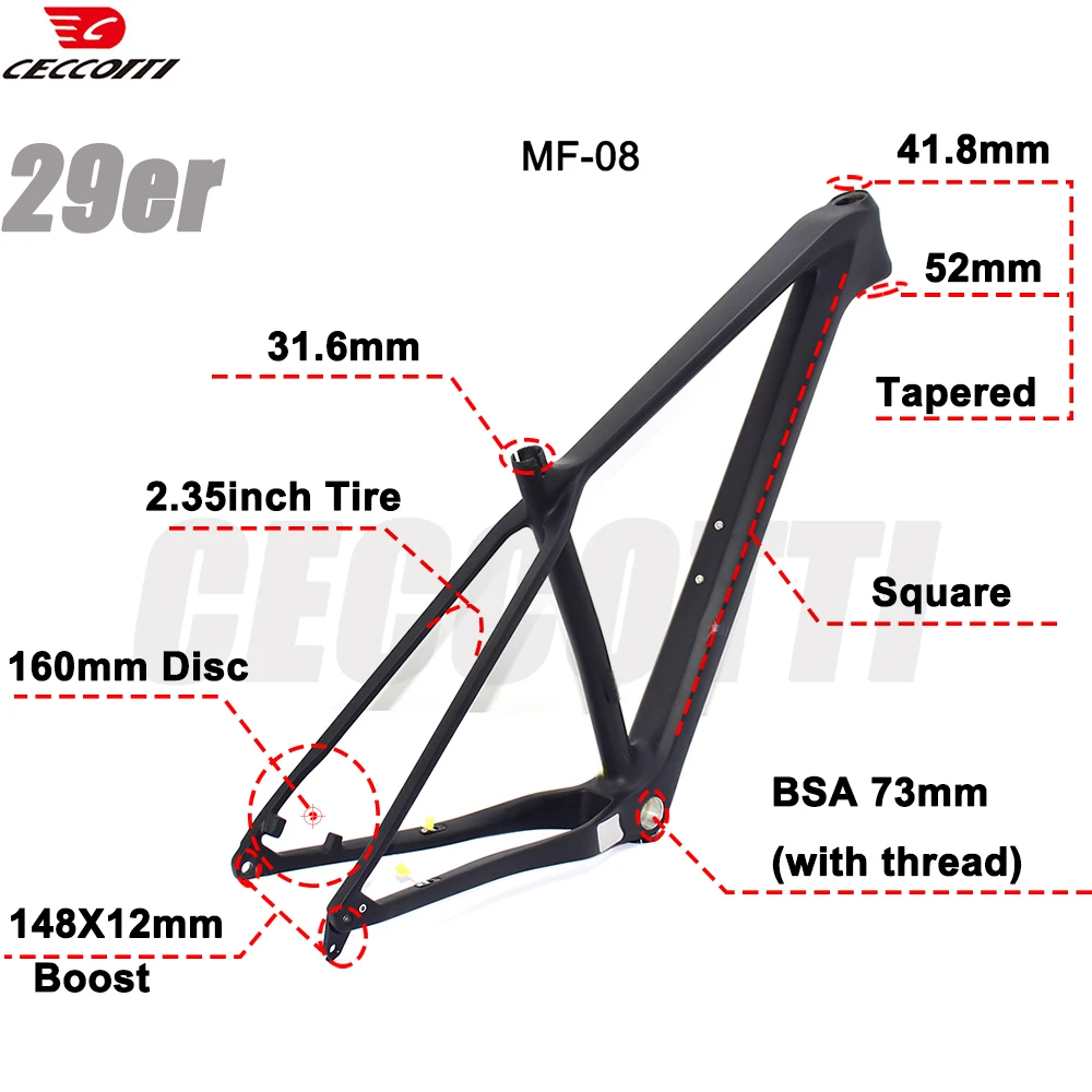 CECCOTTI 29er Carbon Mountain Bike Frame Boost 12x148mm MTB Disc