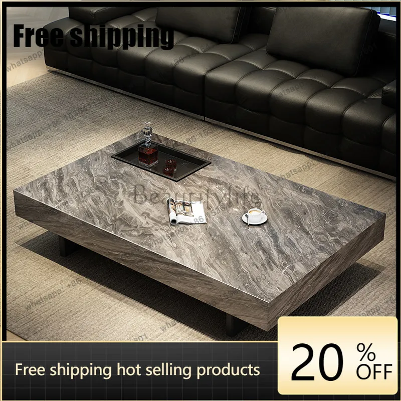 Customization Italian Minimalist Rock Slab Coffee Table Light Luxury Modern Simple Small Apartment Rectangular Coffee Table