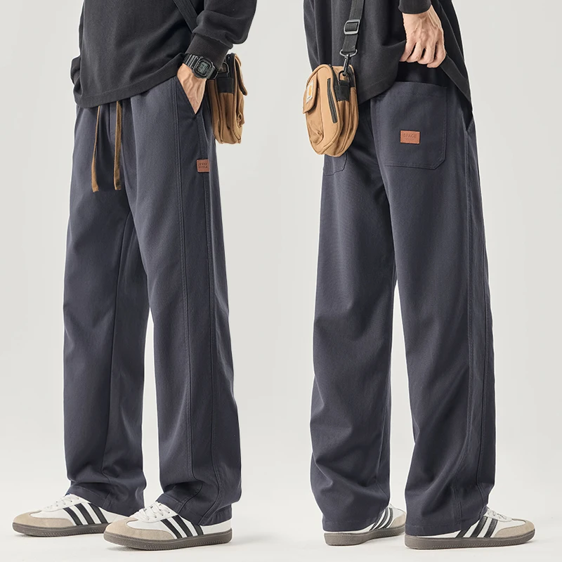 

Men's Vintage American Casual Sweatpants - Black Wide Leg 2025 Fall Winter | Loose Fit Drop Crotch