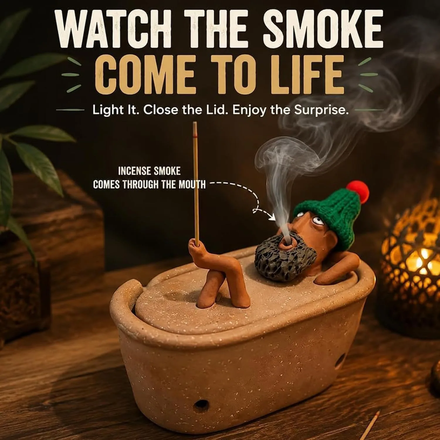 1pc Handmade Bathtub Incense Burner, Creative Smoke Effect Incense Holder, Mini Bathtub Tabletop Decor for Living Room Bedroom Office, Relaxing Home Accent Gift