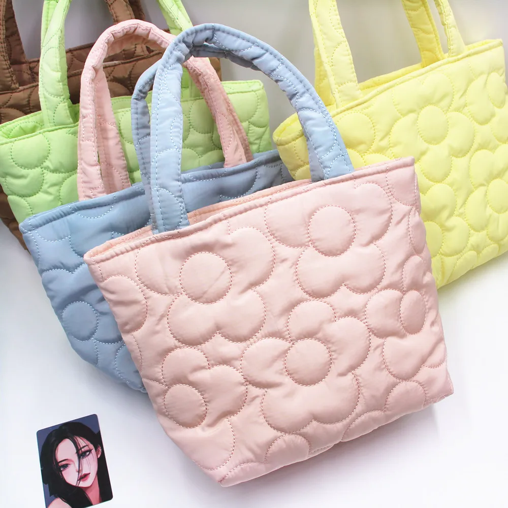 Korean Style Quilted Portable Snack Storage Bag Ins Style Bento Bag Lunch Box Handbag Trolley Hanging Bag Fashion Women Handbag