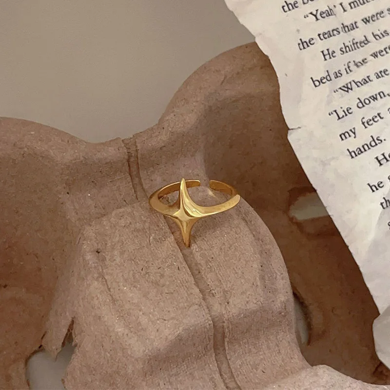 Anelli geometrici a stella liscia Color argento Mewanry per le coppie delle donne regali di gioielli per feste di anniversario semplici ed eleganti coreani alla moda