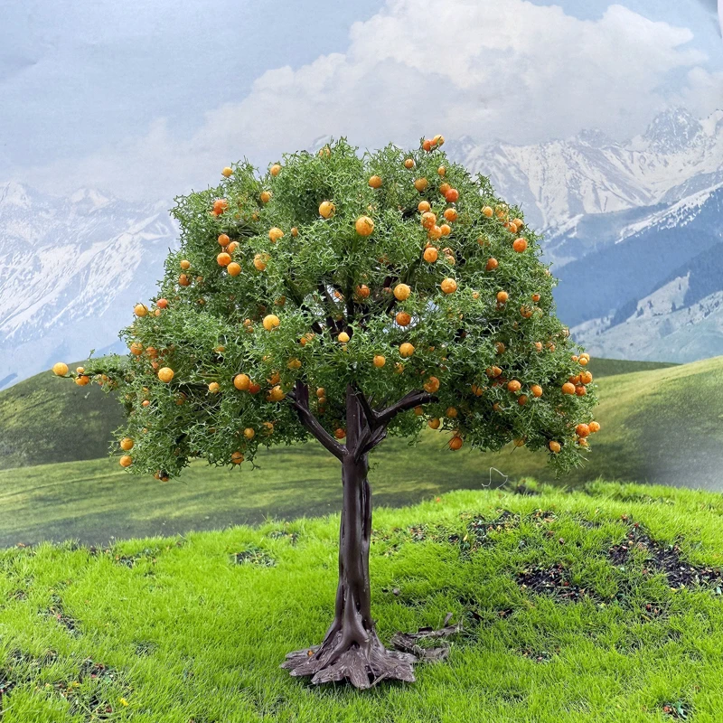 Modelo de árbol de fruto de plástico de simulación en miniatura de 10cm de alto, modelo de manzana roja, limón, naranja, árbol, huerto, paisajismo, mesa de arena DIY