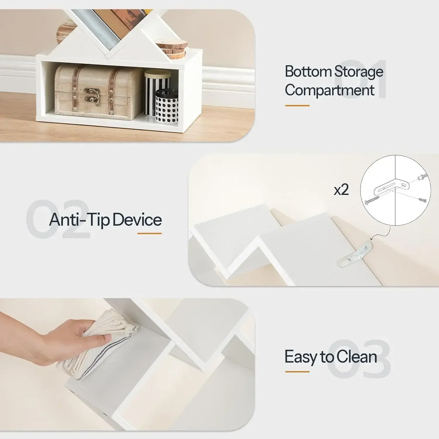 5-Tier Tree Bookshelf, Heart Shaped Floor Standing Book Storage Rack for CDs in Small Space, Modern Bookcase, Wooden Shel