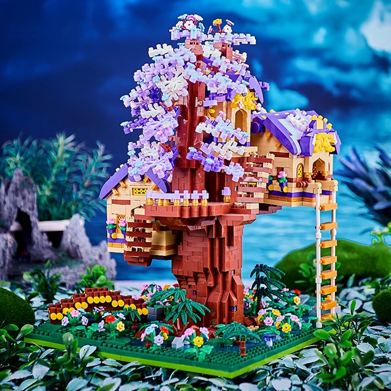 92015 architektur Gebäude Bricks Set Elf Baum Haus Wald Kabine Blume Garten 3D Mini Diamant Blöcke Spielzeug für Kinder Keine box