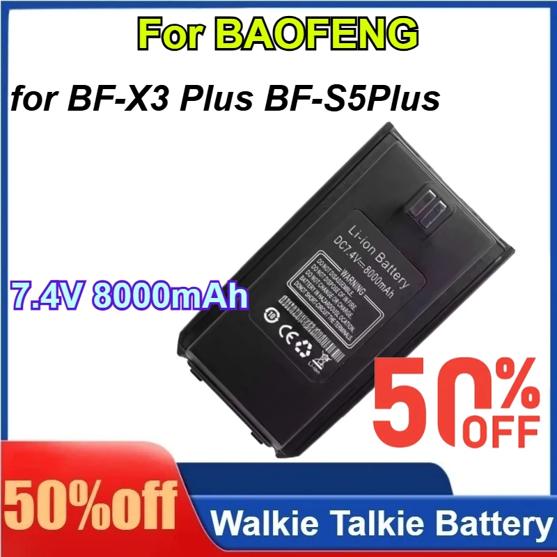

For BAOFENG 7.4V 8000mAh for BF-X3 Plus BF-S5Plus Two Way Radios Extra Walkie Talkie Battery