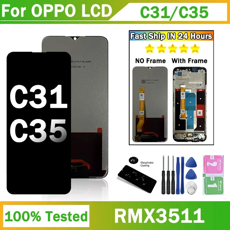 6.6 "ips para oppo realme c35 rmx3511 display lcd tela de toque digitador assembléia substituição para realme c31 rmx3501lcd quadro