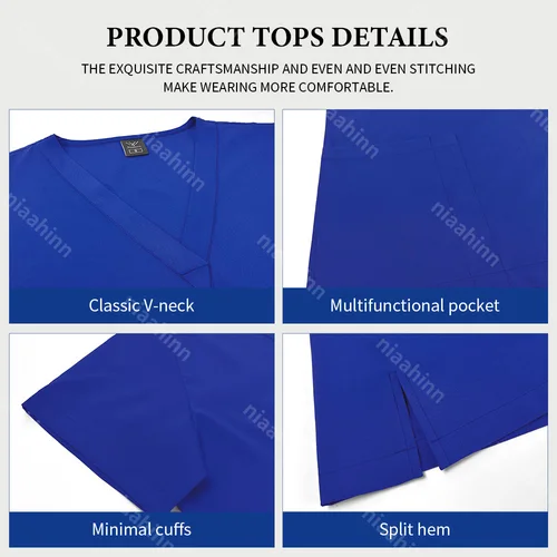 Imagen 2 del producto Tops y pantalones de cirugía Multicolor, conjuntos de uniformes para enfermería de Hospital, uniformes médicos para el cuidado de mascotas, ropa de trabajo para cirugía médica