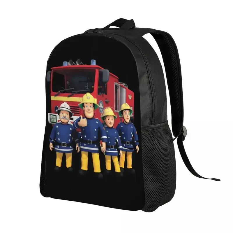 Customized Fireman Sam Backpacks Women Men Fashion Bookbag For School College Cartoon Firefighter Bags CMM221