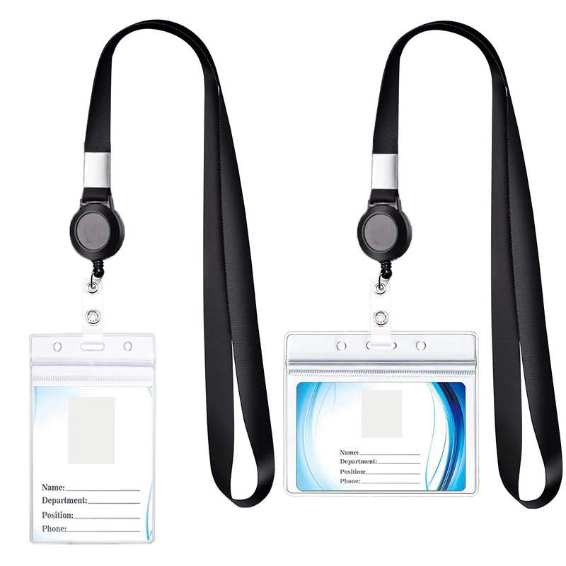 

1PC Transparent Exhibition ID Business Card with Lanyard Neck Strap for Student Staff Nurse School Name Badge Credit Card Holder