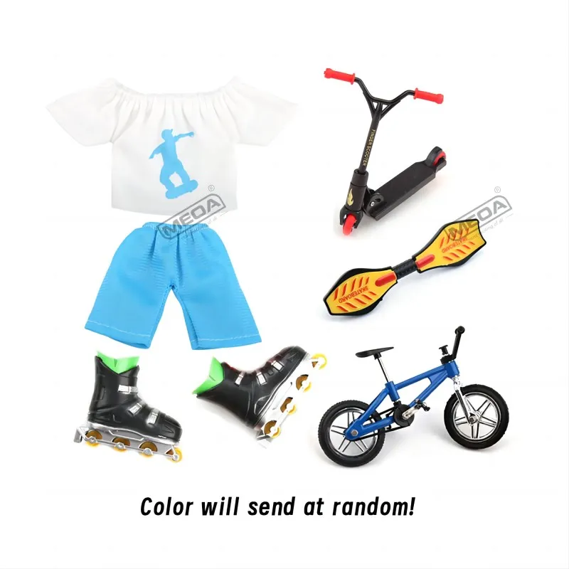 Tech Practice Deck Finger Skatepark Kit DIY Skateboard Ramp Park    Fingertip Scooters Stunt Platform Set with Bike Novelty Toys