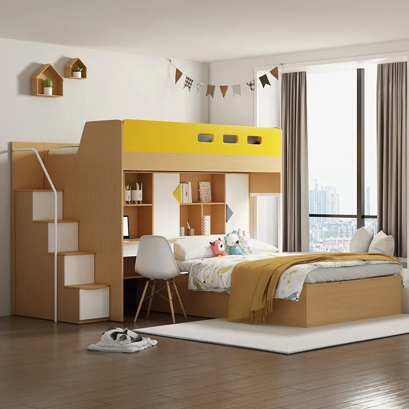 Mother and child bed upper and lower beds, combination beds, multi-functional tatami high and low beds, space-saving bunk