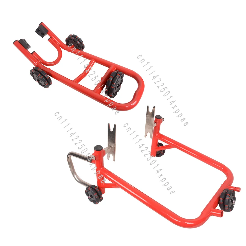Heavy Duty Adjustable Lift Stands Garage Repair​ 360° Movable Motorcycle Front & Rear Stand Set