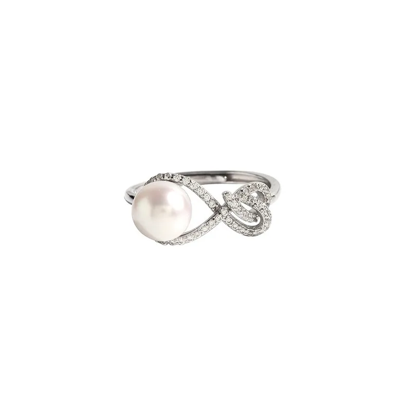 

8-character pearl ring, full silver round pearl spring and summer pearl ring