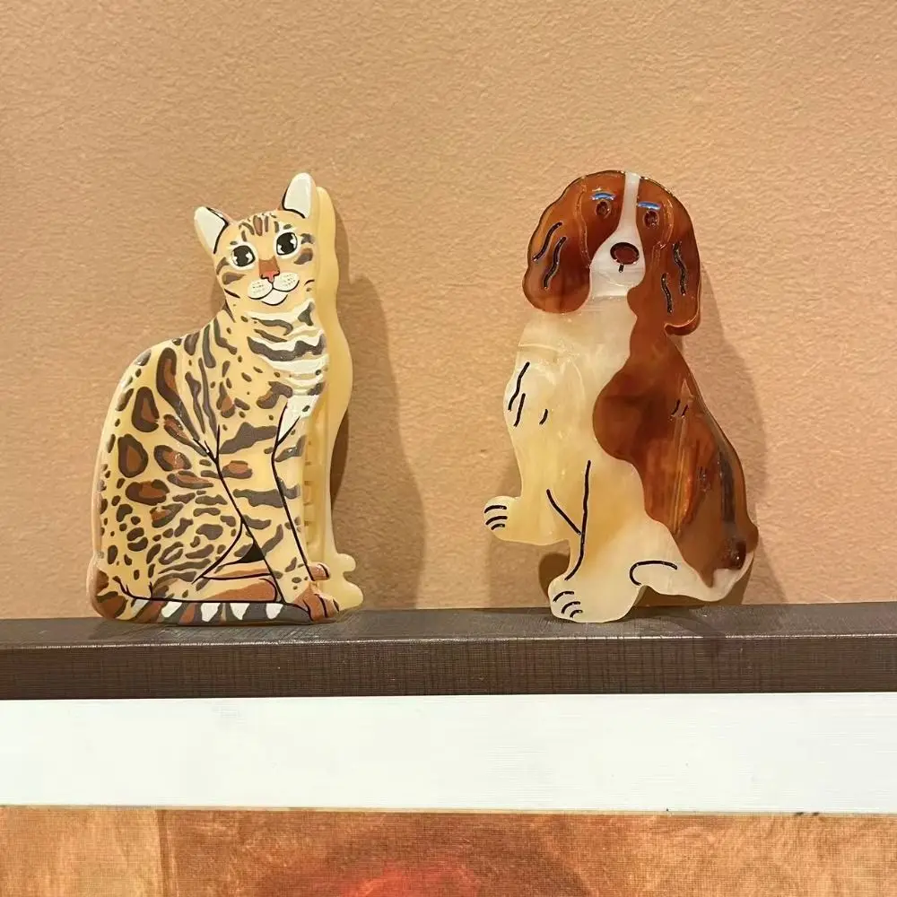 

Модная заколка-краб для волос из ацетатного волокна с мультяшным дизайном: кошка, собака, акула. Заколка-краб в корейском стиле для девочек.