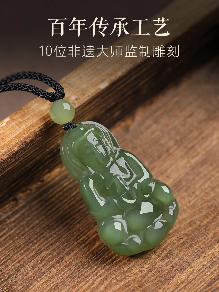 Natural Hetian Jade Guanyin pingente, original