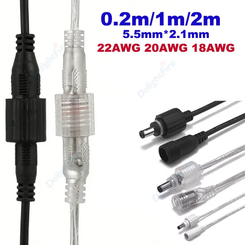 Waterproof DC Pigtail Cable 5.5mm 2.1mm Jack Male Female Power Adapter Extension Cord for Outdoor CCTV Camera LED Strip Lighting