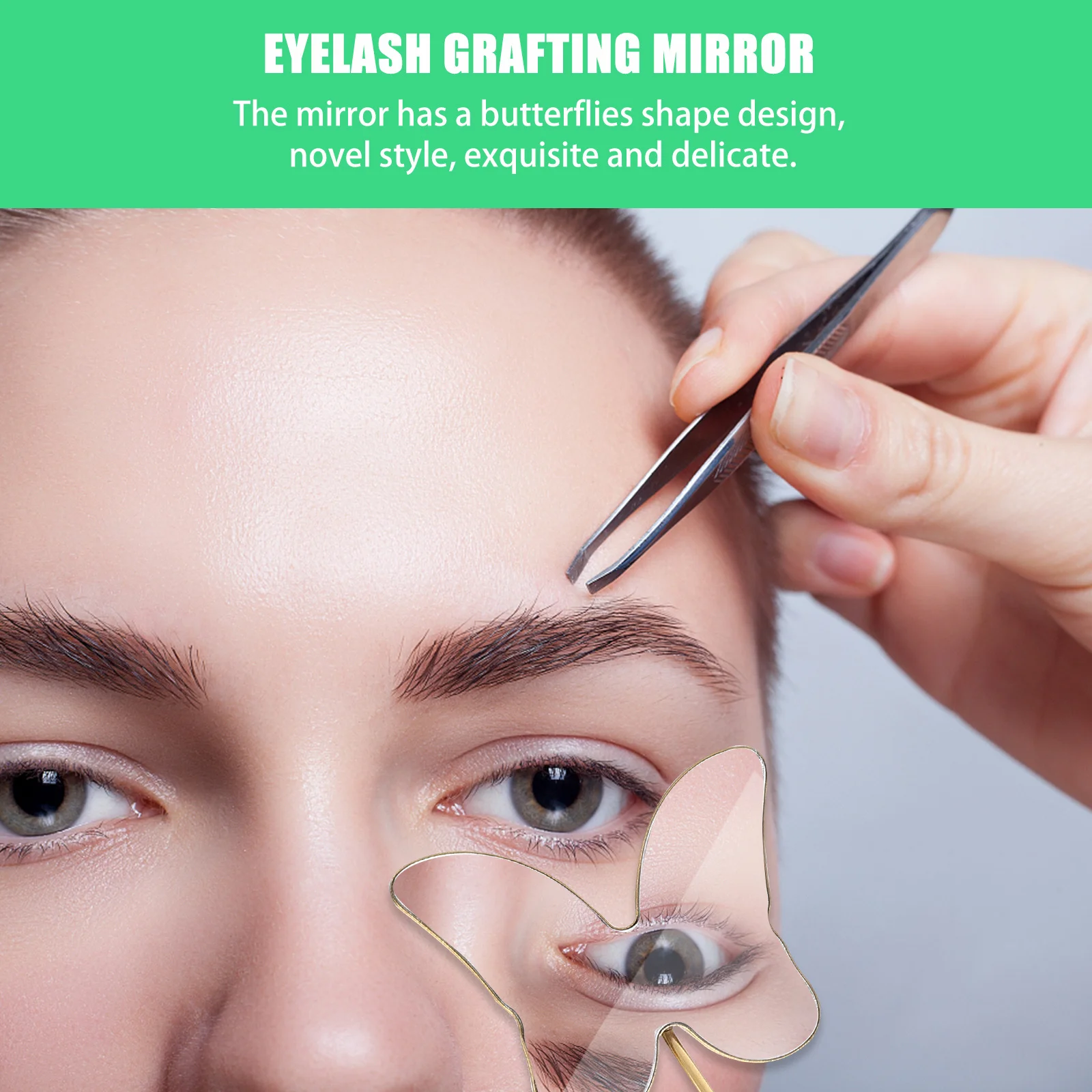 

Eyelash Lash Extension Mirror Stainless Steel Butterfly Style Non-Slip Handle Detachable Design Handheld Lash Check Mirror
