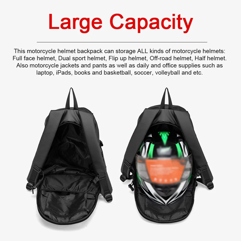 Multifunctional Large Capacity Motorcycle Backpack Motorcycle Helmet Bag Moto Riding for Men Women Waterproof Helmet Backpack