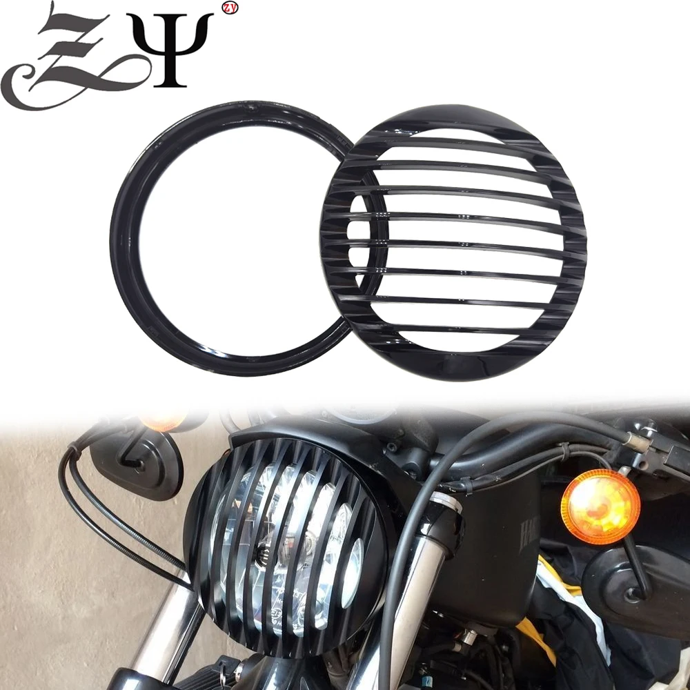 

For Harley Sportster XL 883 Iron 1200 04-14 Custom XL1200C 1200 Motorcycle 5 3/4" ABS Led Headlight Grill Cover