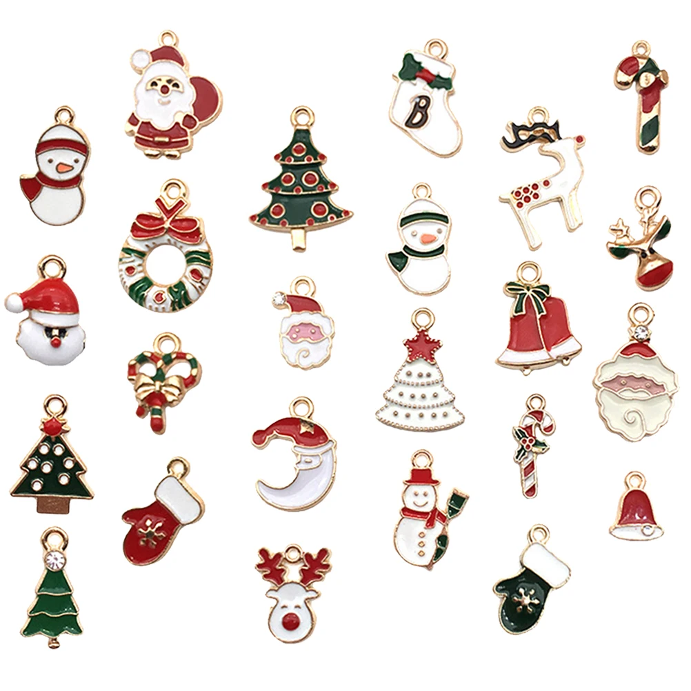 

24 Pcs Alloy Pendants Vintage Christmas Tree DIY naments for Jewelry Making Accessories Gifts Xmas Decorations