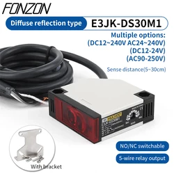 Diffuse Reflection Sensor E3JK-DS30M1 Sensing Distance 30cm Photoelectric Switch Dc12-24V/Ac90-250V/ 24/12-240V Infrared Sensor
