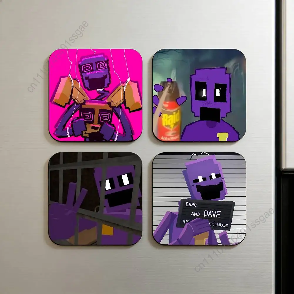 

D-Dsaf 3 Purple Guy Dave Square Decorative Fridge Magnets for Home Kitchen Office Whiteboard & Locker