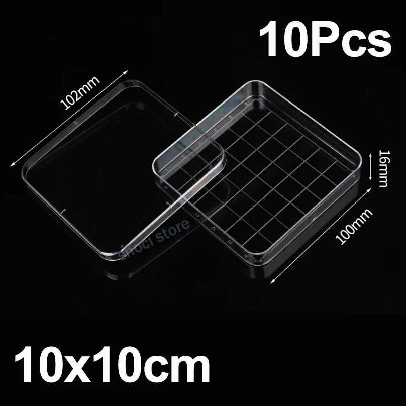 100x100mm Petri Dishes with Lid, Sterile Plastic 100mm Dia x 15mm Deep，Polystyrene Square 10cm Petri Dish for lab