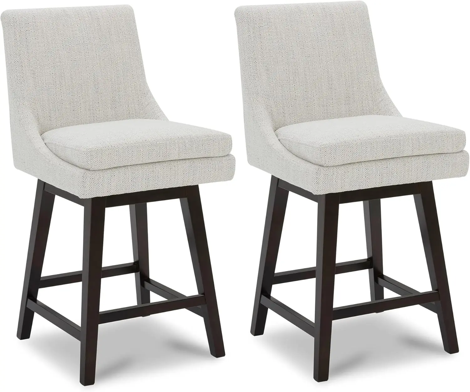 Bar Stools Set of 2, Counter Height Swivel Barstools, FSC Certified Morden Upholstered Fabric Counter Chairs with Back Support