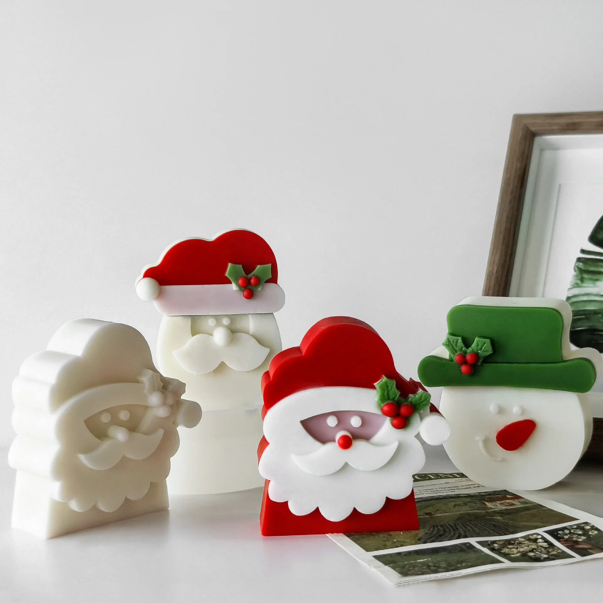 

Santa Clause Head Portrait Candle Silicone Molds Handmade Christmas Snowman Gypsum Cement Mould Craft Ornament Making Mold