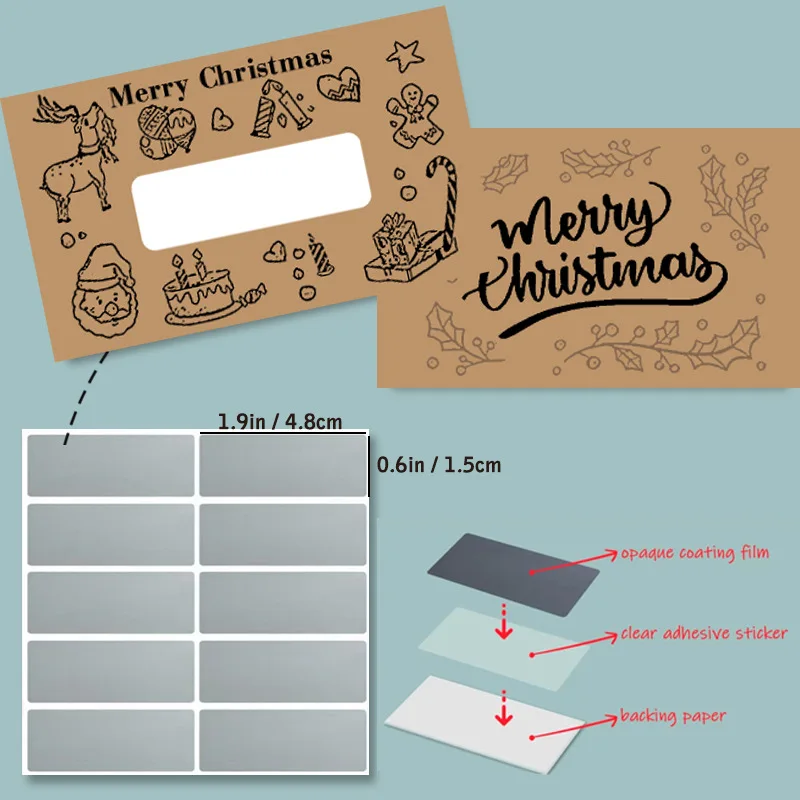 50 Pcs Christmas Scratch Off Cards Xmas Holiday Scratch Cards for Small Business Restaurant Teacher Festive Raffle Ticket Suppli