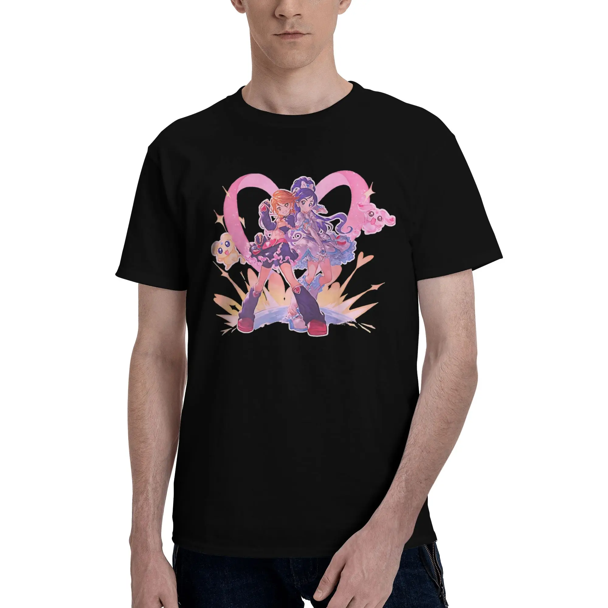 We are Pretty Cure  Funny Graphic 100% Cotton T-Shirt Bandai Pretty Cure Tops Tees For Men