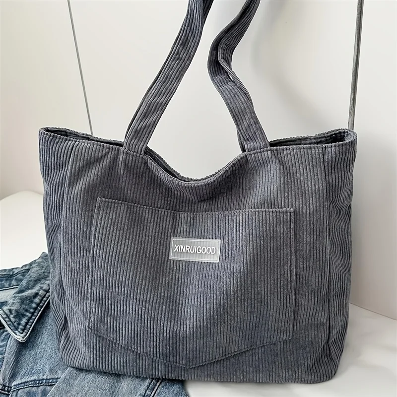 Damen-Cord-Tragetasche, Lässige Große Mode-Unterarmtasche für Ausgehzwecke, Minimalistische Handtaschen Schultertasche – Detail 1