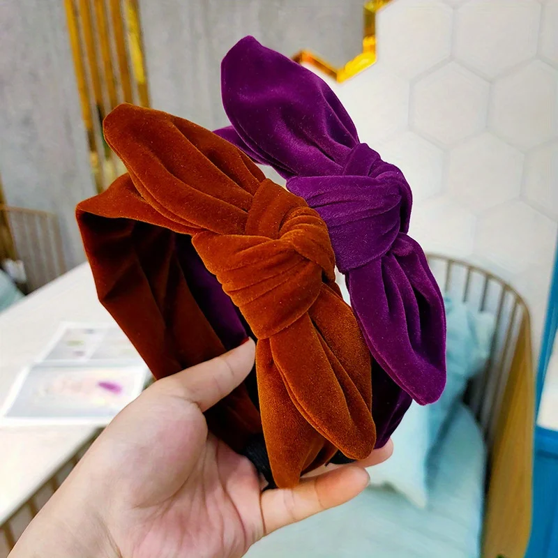 

Elegant Velvet Rabbit Ear Headband Bow Design Vintage Inspired Hair Band for Women Girls Makeup Wash Face Comfortable Daily Use