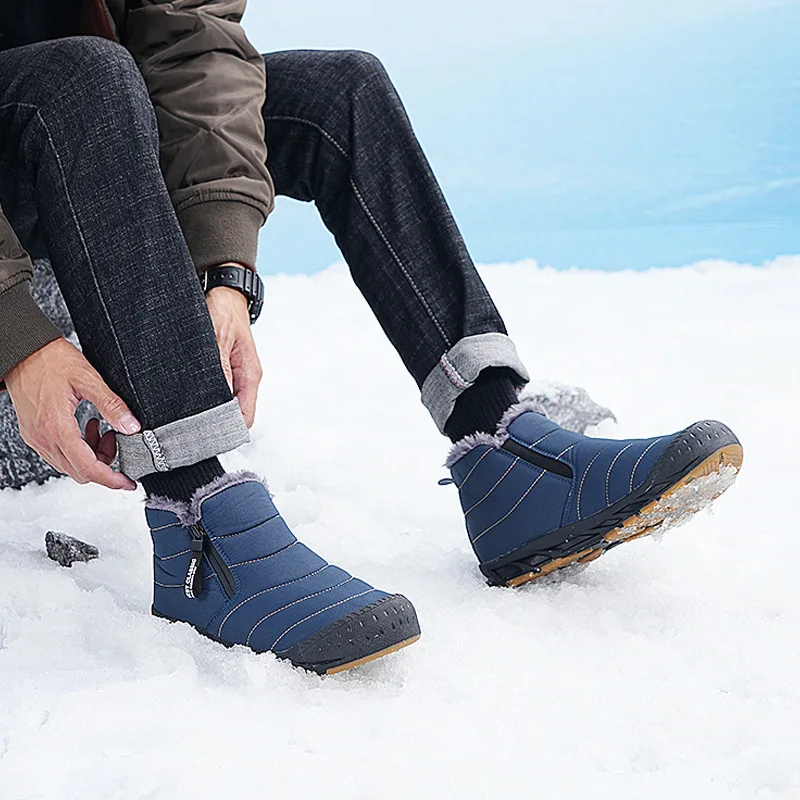 Autumn and winter new fashion snow men's shoes outdoor mountaineering cotton boots large size velvet thickened cotton shoes