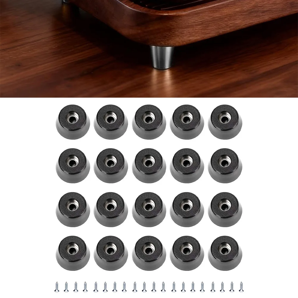 20 Black Rubber Pads 25x23x9mm for Cutting Boards Speakers Furniture For Electronics with Non Slip Rubber Base