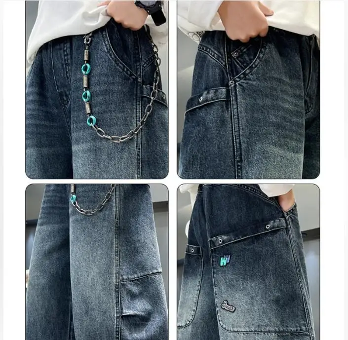 Boys Straight Leg Jeans Casual Cotton Blend Comfortable Fit mid Waist Long Pants for Autumn Spring Season Boys Fashion Trousers