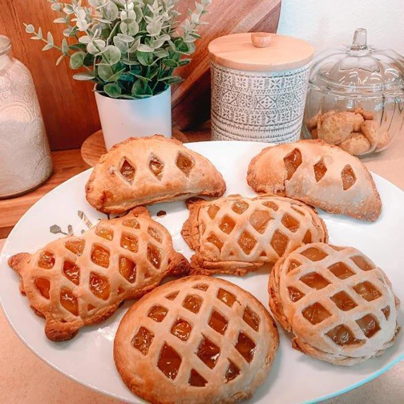 Cetakan Pie musim gugur cetakan tekan adonan alat cetak Pie Mini Halloween Natal cetakan kue Pie cetakan apel labu kacang hazelnut