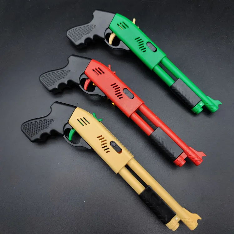 Mini opryskiwacz 4-strzałowy pistolet z gumką Miniaturowy model ozdoby Zabawka Pistolet na miękkie pociski Zabawka dla chłopca