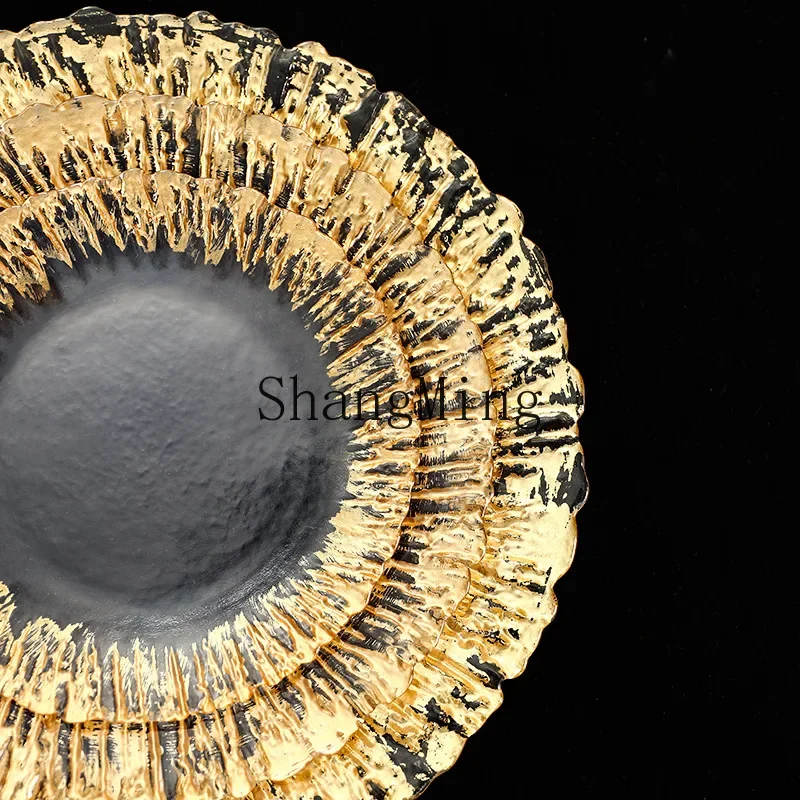 

CL Tree Pattern Creative Luxury Phnom Penh Crystal Glass Western Food Plate Fruit Plate Simple Light Flat