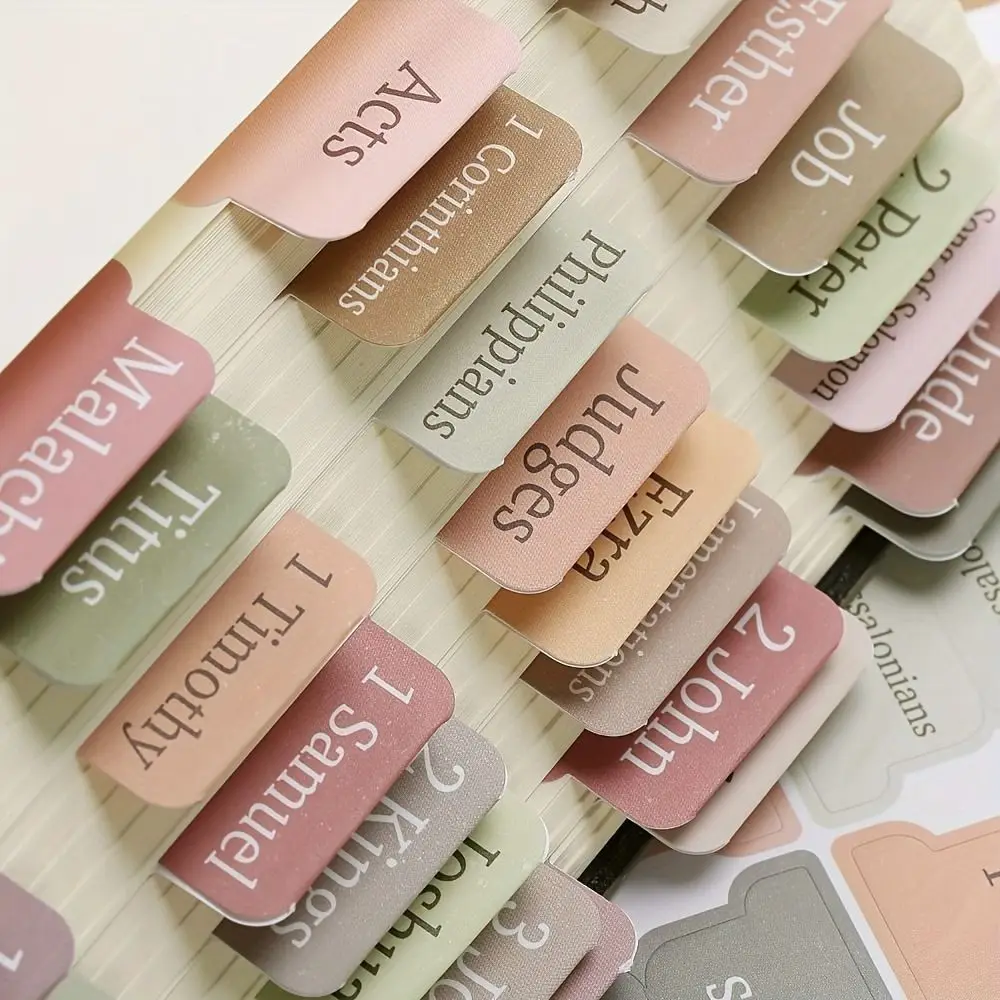 5 sheet/set Sticky Notes Bible Index Tabs Studying Bible Morandi Laminated Bible Tabs Boho Theme Index Tabs Stickers