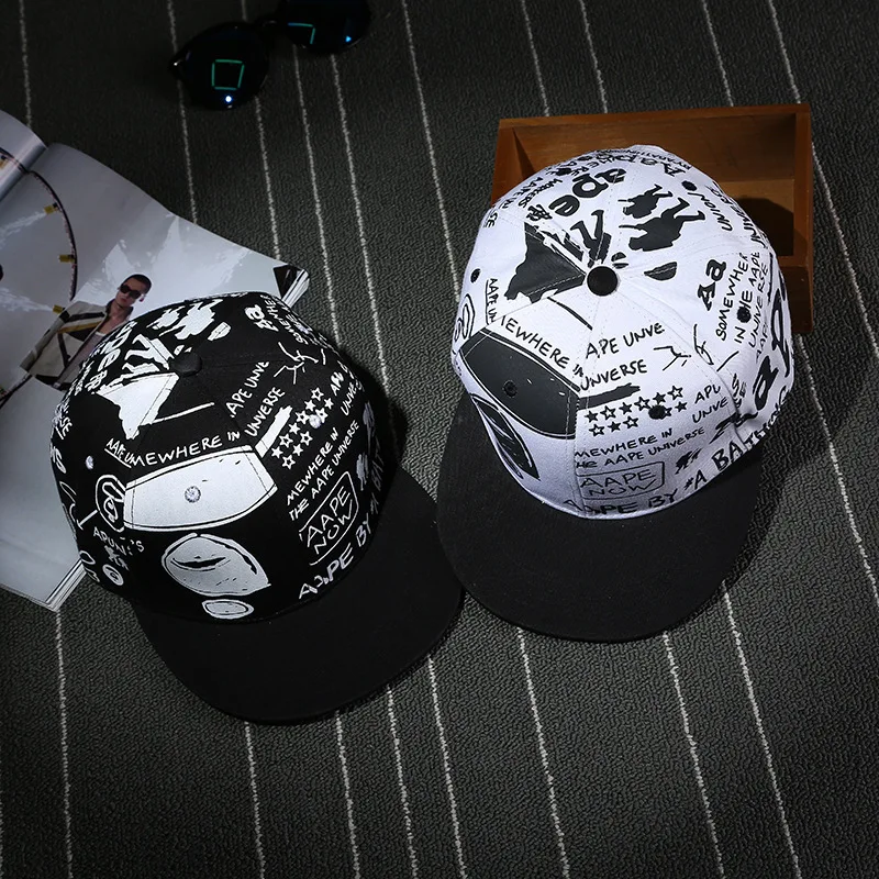 Fashion Designers Caps Male Ape Graffiti Couple Hip Hop Baseball Cap Korean Fashionable Spring Summer Men Women Street Style