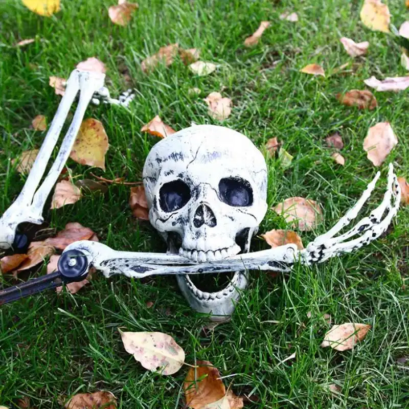 Halloween Realistische Totenkopf-Knochen Feiertagsdekoration Requisiten für Haus, Garten, Rasen, Party, Gruseliger Hof, Horror-Skelettarm, Grusel-Requisite – Detail 6