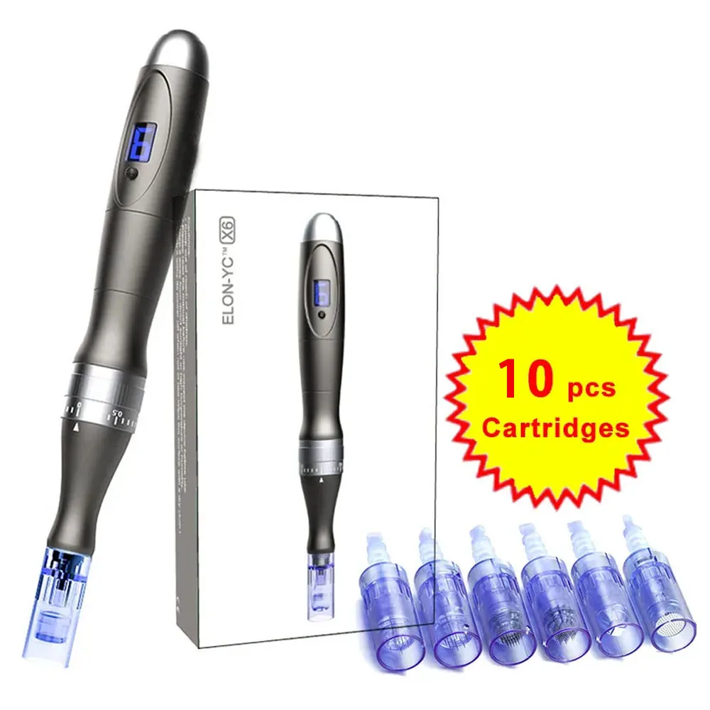 Derma pen verdrahtet profession elle mikron adel dr derma pen auto micro nadel derma pen mit 10 stücke patrone