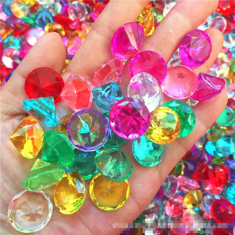 50pcs Crystal Gems Diamond Jewels Treasure Chest Pirate Filler Props Party Confetti Wedding Christmas Decoration Gift 2cm