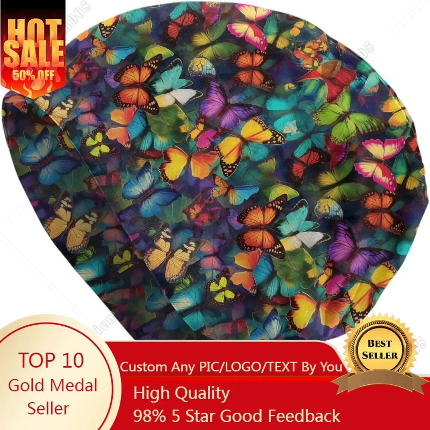 

Watercolorful Butterfly Beanie Hat Chemo Headwear Slouchy Skull Sleep Cap for Women Men Winter Running One Size