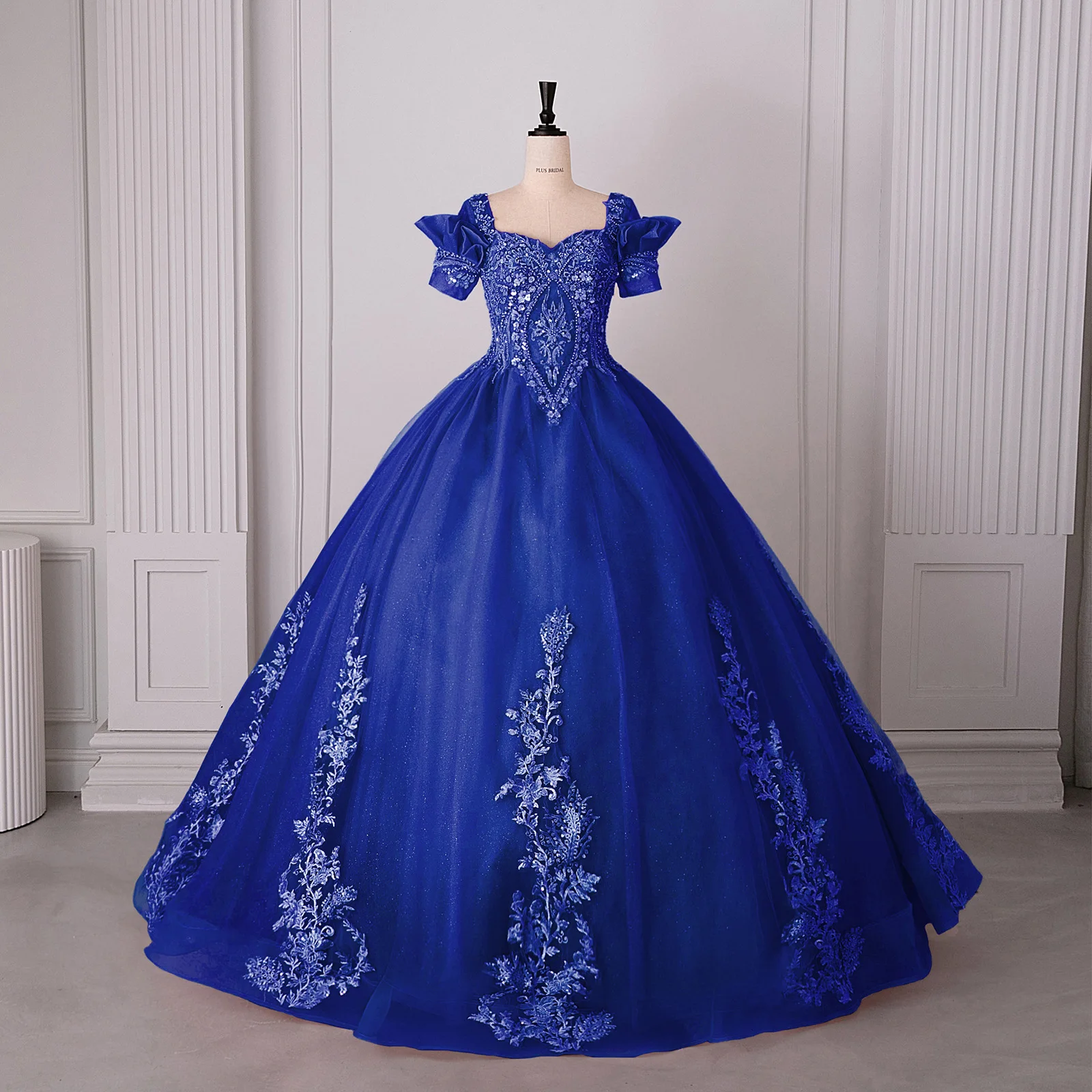 LZPOVE robe de mariée en dentelle bleu Royal 2025 Appliques perles robe de mariée robes de mariée Vintage 15 robes de Quinceanera personnalisées