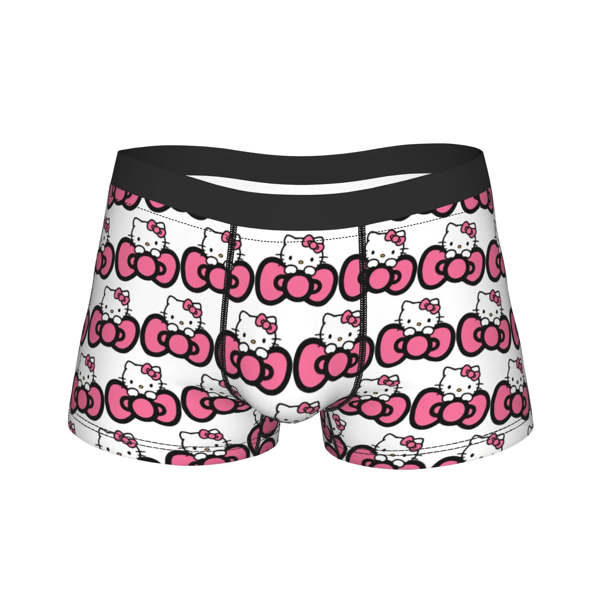 Cartoon Cat Hellos Kittys Trunk  3D Pouch Underwear Quality Printing Boxer Brief Elastic Male Panties Plus Size 2XL